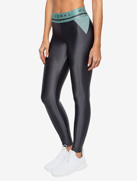 Koral Women's Window High Rise Energy Legging Onyx/Aquamarine